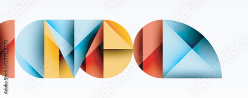 Abstract geometric pattern with intersecting circles and triangles in gradients. The high-contrast composition creates depth and a dynamic, modern aesthetic