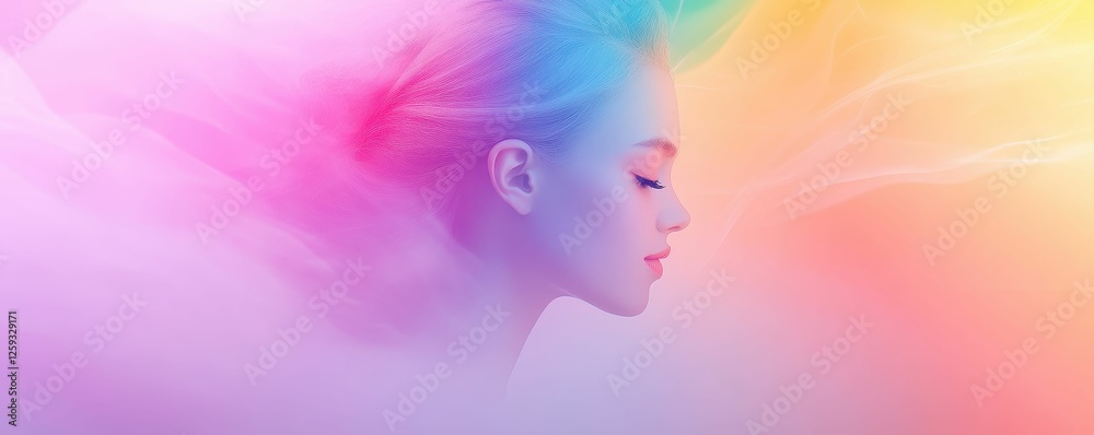 Serene Face Portrait in Dreamy Hues Serene Face Portrait in Dreamy Hues