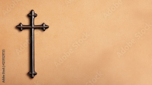 Simple Cross on Textured Background for Faith and Belief Spiritual Practices and Religious Art photo