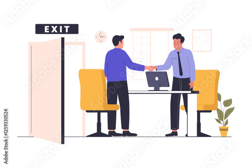 Exit interview questions vector illustration. Illustration for website, landing page, mobile app, poster and banner. Trendy flat vector illustration