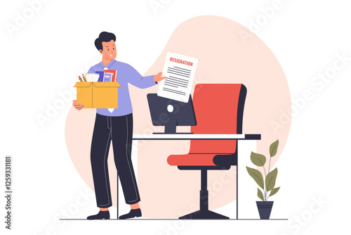 Job resignation vector illustration. Illustration for website, landing page, mobile app, poster and banner. Trendy flat vector illustration