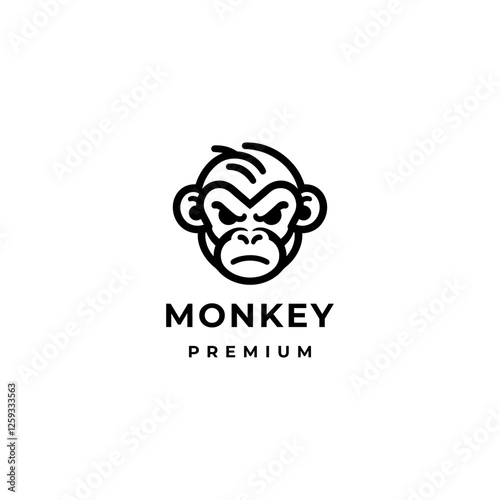 A minimalist line art logo of a monkey's head, capturing playful spirit and sharp design.