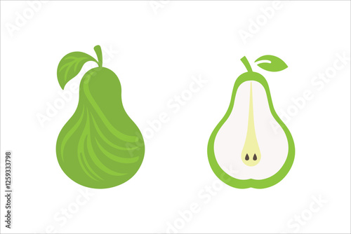 Pears fruit vector on white background. Pear fruit logo icon.