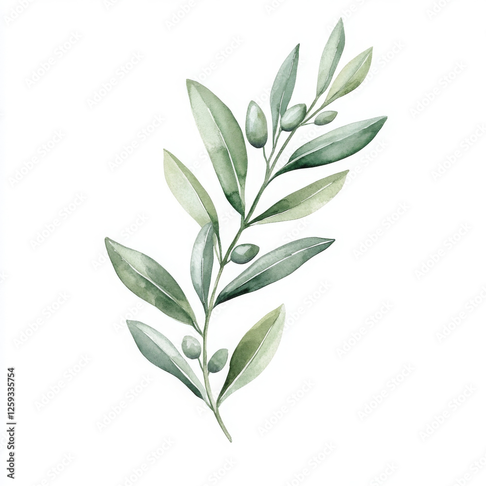 Watercolor leaves are gentle and calming in green and grey Watercolor leaves are gentle and calming in green and grey