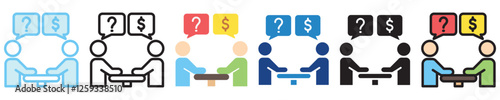 Negotiation multi-style icon, outline, flat, glyph, dual tone, line color. For UI, UX, app and web development, digital or print. for industry, education, business, financial, Human Resources theme.