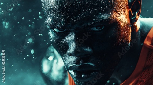 Close up of athlete with determined expression training under water