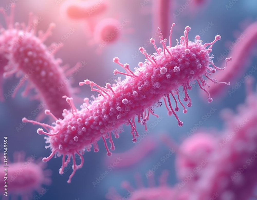 Naklejka premium Microscopic World: A Close-Up Look at Bacteria