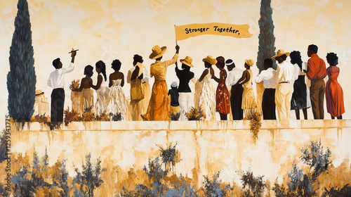 A historical reenactment with people dressed in ancient Egyptian attire, symbolizing heritage and culture.