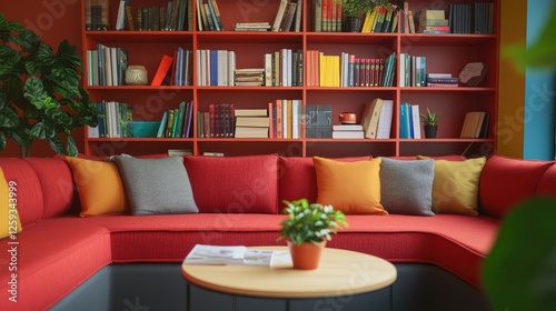 Wallpaper Mural A corporate lounge with a bookshelf filled with diversity and leadership resources. Copy space. Torontodigital.ca