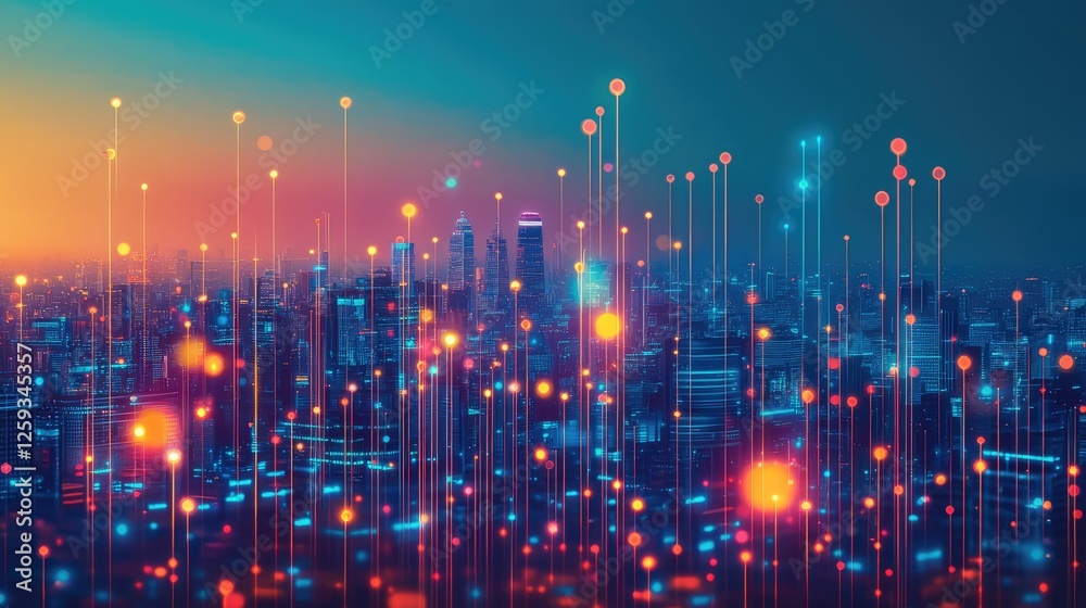 Fototapeta premium A digital circuit board with glowing elements representing innovation and technology in the corporate world. Copy space.
