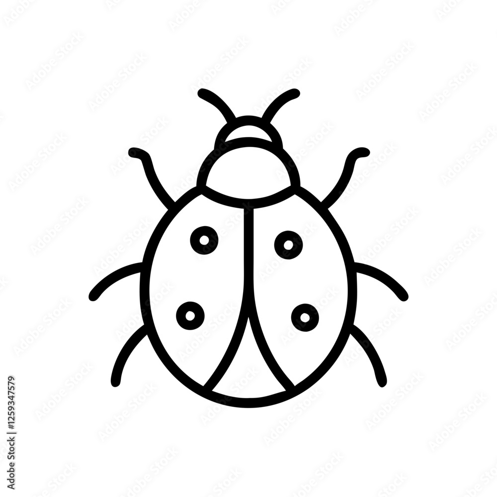 Ladybug icon in black outline, representing good luck, nature, and insects, ideal for garden-themed branding, website designs, mobile apps, and educational materials Ladybug icon in black outline, representing good luck, nature, and insects, ideal for garden-themed branding, website designs, mobile apps, and educational materials