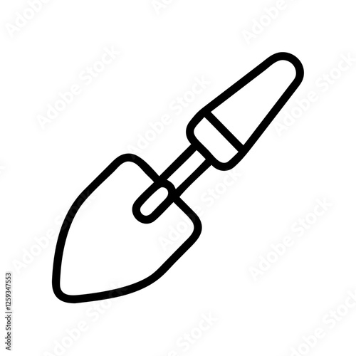 Garden trowel icon in black outline, representing gardening, landscaping, and farming, suitable for web designs, educational materials, and eco-friendly branding