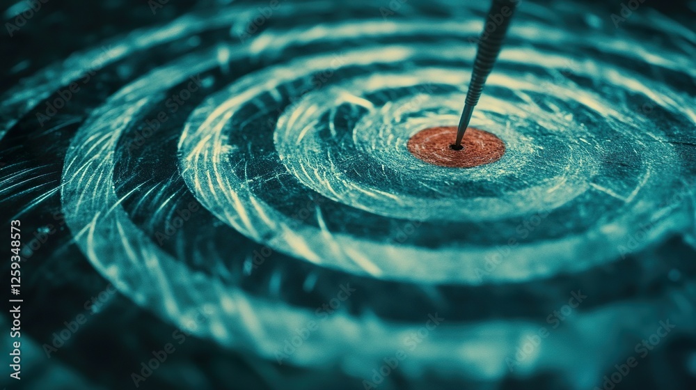 Close-up Arrow Hitting Bullseye Target, Abstract Background Close-up Arrow Hitting Bullseye Target, Abstract Background