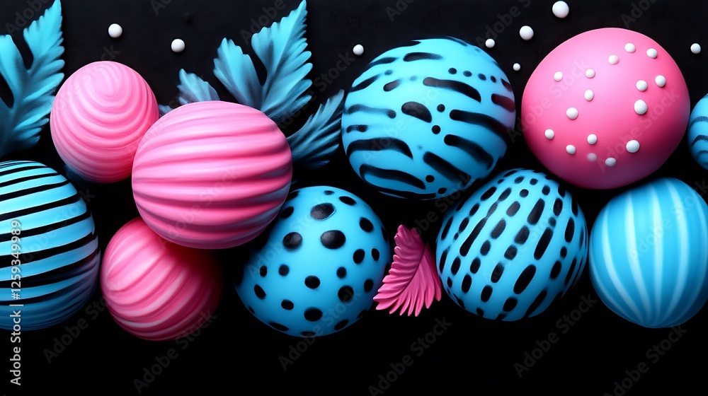 Obraz premium Abstract Pink and Blue Patterned Spheres Arrangement
