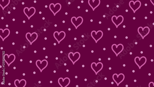Hand drawn hearts and dots symbols. Heart Background. Valentines Day. Vector Graphic. Poster, greeting card, banner, cards, fabric, textile, print.