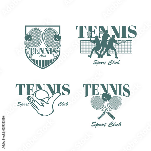 Four tennis logo images can be used to design t-shirts or other merchandise and can be edited and changed the color