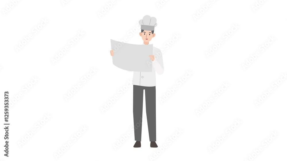 video chef standing show paper cartoon animation video chef standing show paper cartoon animation