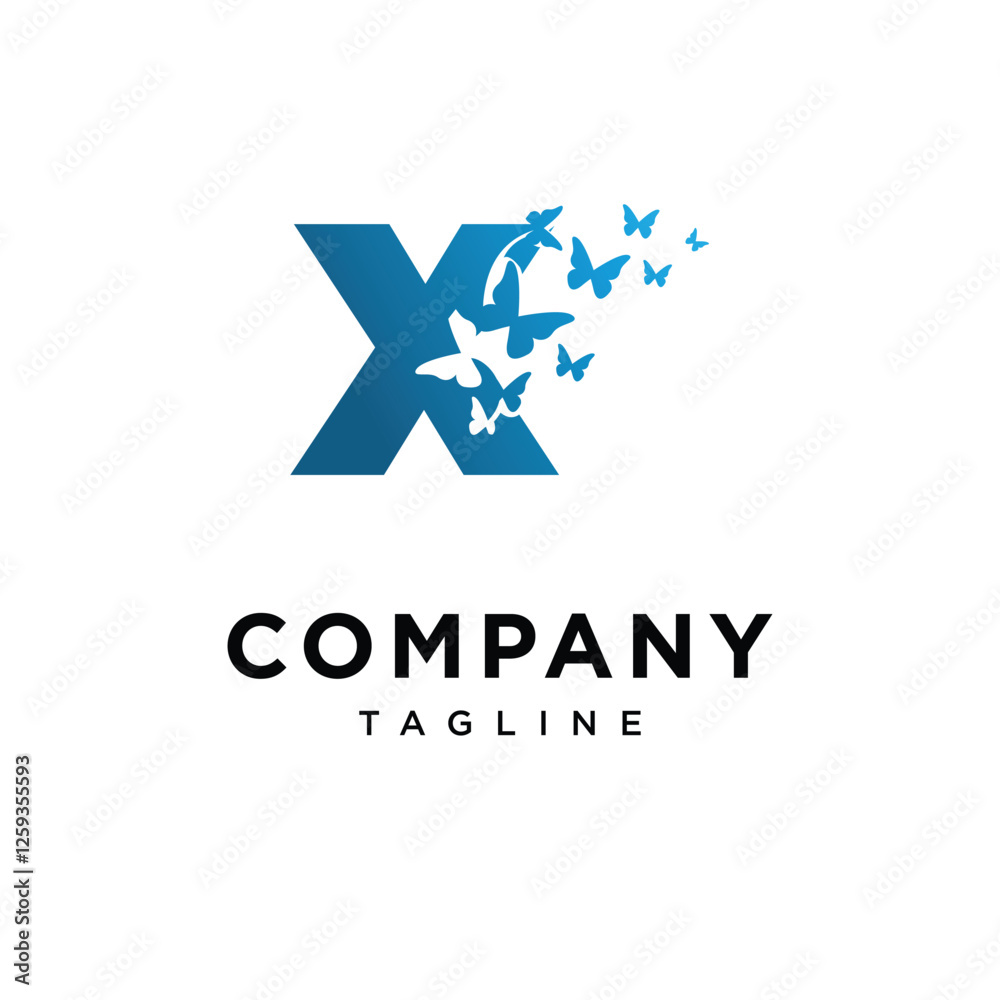 Obraz premium Letter X Butterfly Logo Icon Vector