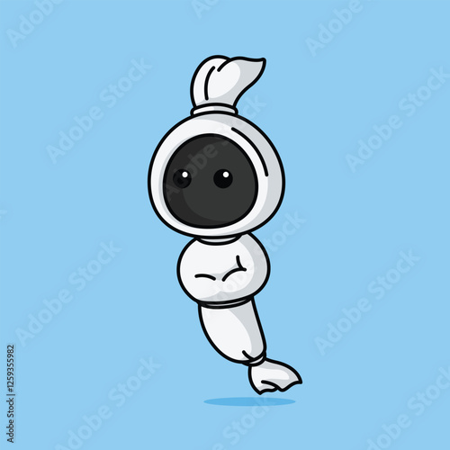 Simple cute pocong ghost candyman cartoon vector illustration Collection of Indonesian ghost concept icon isolated