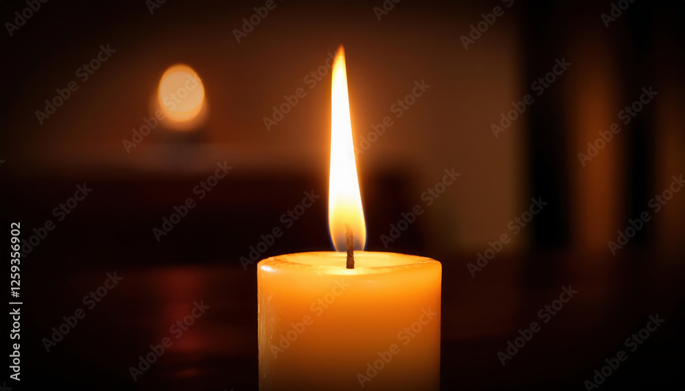 brightly burning candle in dimly lit room symbolizes hope and determination, creating warm atmosphere brightly burning candle in dimly lit room symbolizes hope and determination, creating warm atmosphere