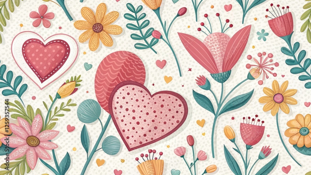 Naklejka premium Surreal 3D Mother's Day Art: Abstract Floral Mom Heart