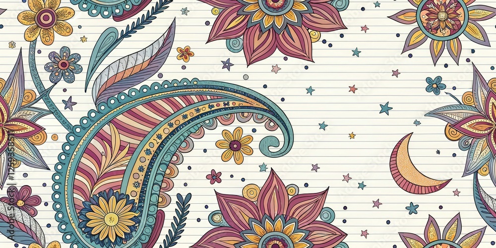 Fototapeta premium Surreal Food Photography: Lined Paper Journal Page Pattern, Whimsical Culinary Art