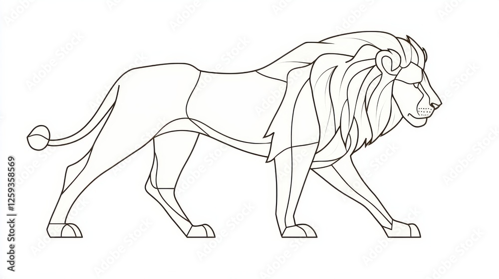 Geometric Lion in Linear Style for Creative Design Projects Geometric Lion in Linear Style for Creative Design Projects