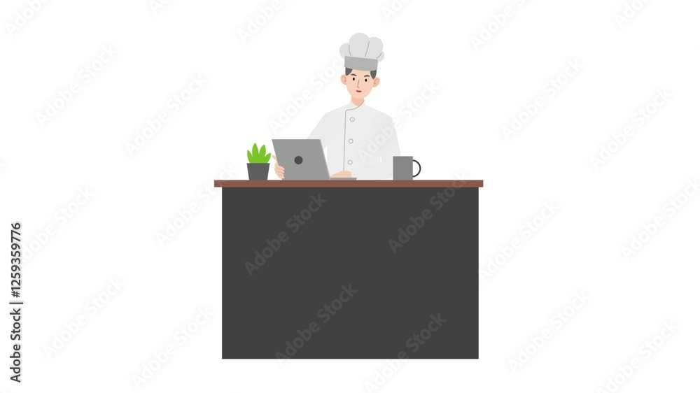 video chef working on laptop cartoon animation
video chef working on laptop cartoon animation