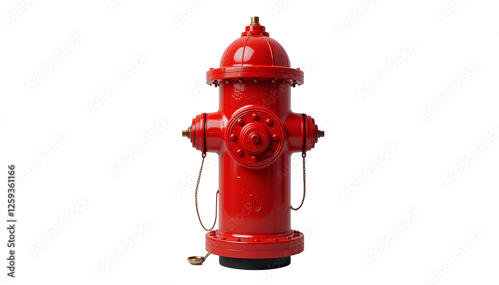 A bright red fire hydrant is prominently displayed against a transparent background. A bright red fire hydrant is prominently displayed against a transparent background.