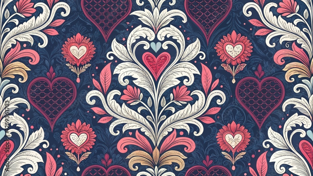 Valentine's Day Damask: Luxurious Dark Red & Gold Pattern Surreal Photography Valentine's Day Damask: Luxurious Dark Red & Gold Pattern Surreal Photography