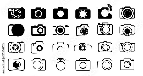 Set of Camera lens photography icon logo photographer photo isolated background