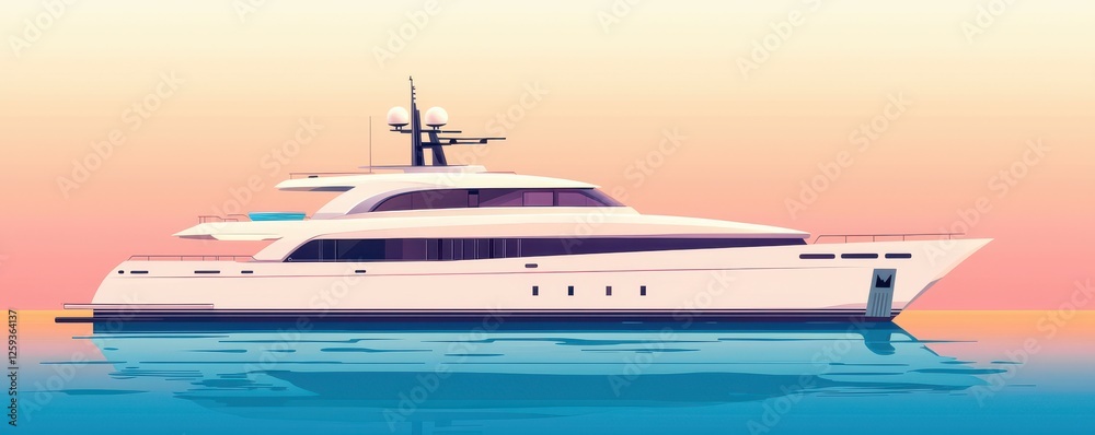 Elegant yacht sailing on calm waters at sunset. Elegant yacht sailing on calm waters at sunset.