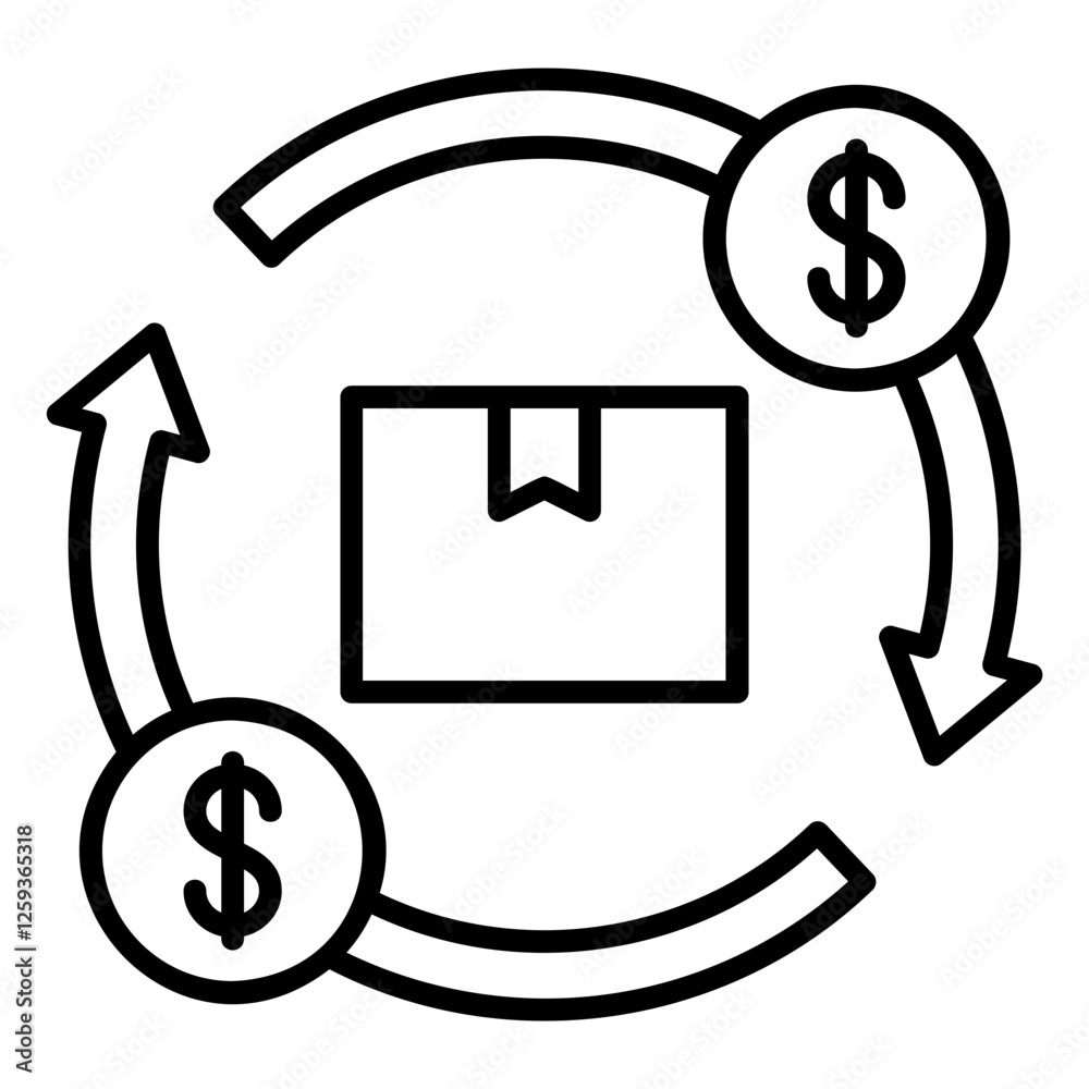 Trade icon of goods with dollar money circulation Trade icon of goods with dollar money circulation