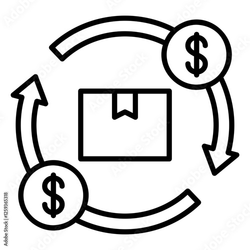 Trade icon of goods with dollar money circulation