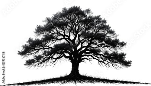 Another Large Tree with Bare Branches in Black and White, Ideal for Nature and Artistic Designs photo