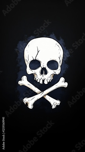 Stylized skull and crossbones illustration on a dark background, ideal for graphic design use