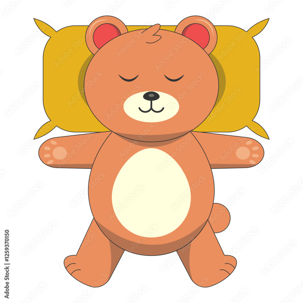 Obraz premium Cute Baby Bear Illustration. Vector Character in Flat Cartoon Style.