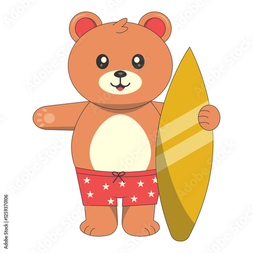 Cute Baby Bear Illustration. Vector Character in Flat Cartoon Style.