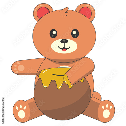 Cute Baby Bear Illustration. Vector Character in Flat Cartoon Style.
