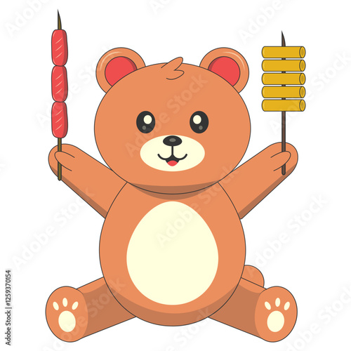 Cute Baby Bear Illustration. Vector Character in Flat Cartoon Style.