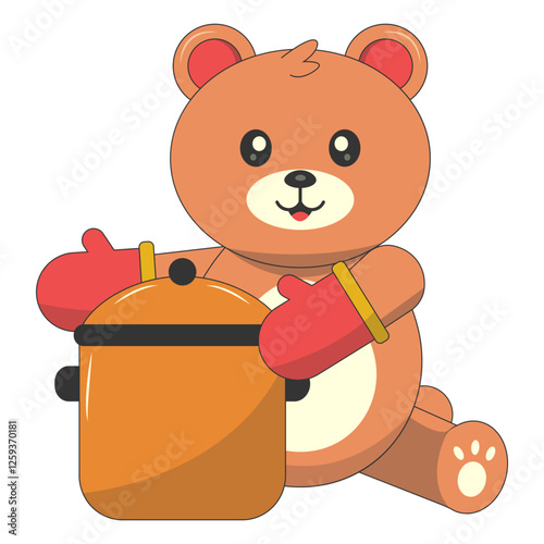 Cute Baby Bear Illustration. Vector Character in Flat Cartoon Style.