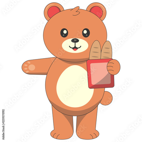 Cute Baby Bear Illustration. Vector Character in Flat Cartoon Style.