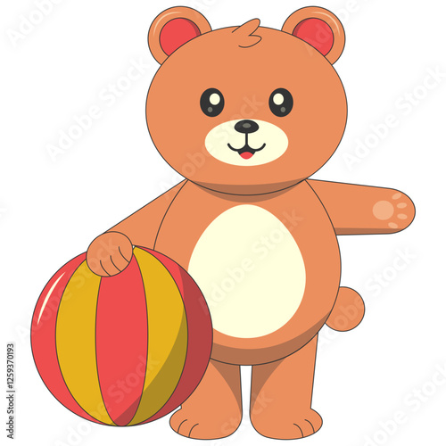 Cute Baby Bear Illustration. Vector Character in Flat Cartoon Style.