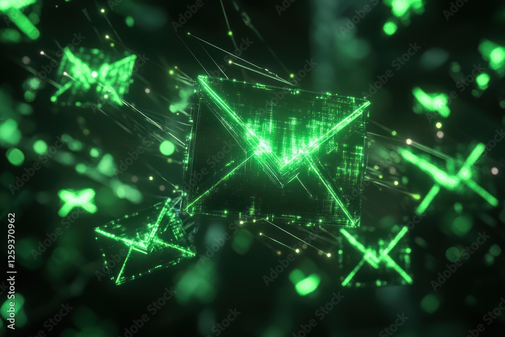 Obraz premium Green digital email network communication