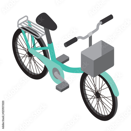 立体的でかわいいアイソメトリック自転車イラストです。