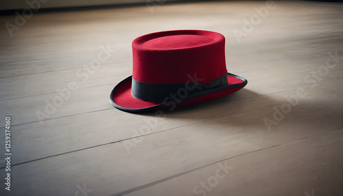 red top hat laying on a floor