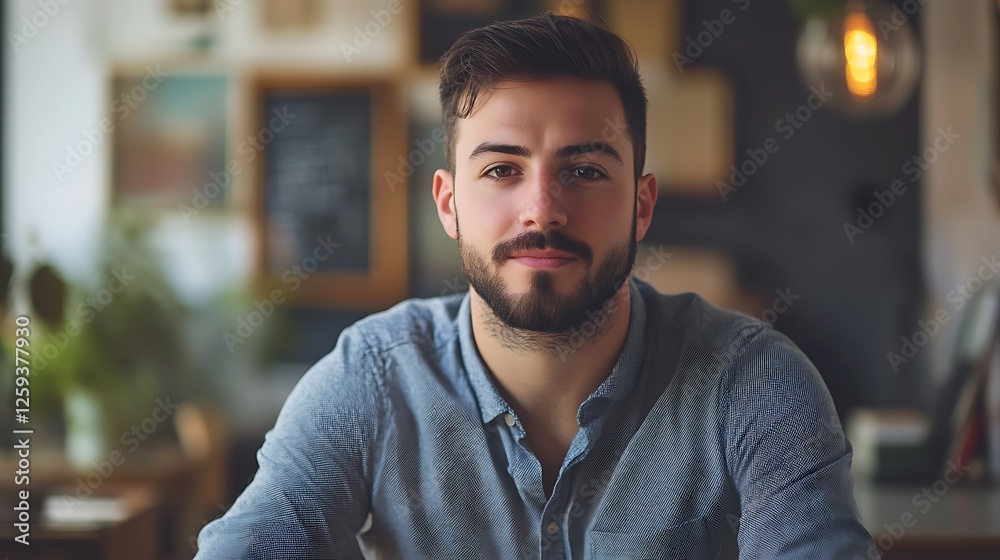 Portrait of a Confident Young Man in a Cafe Portrait of a Confident Young Man in a Cafe