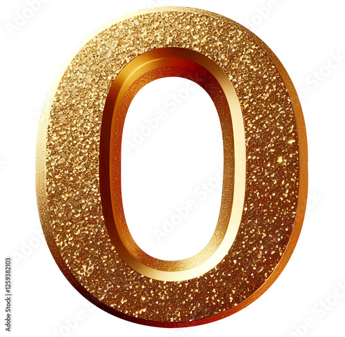O 3d letter gold glitter 0 alphabet png clipart cutout transparent isolated