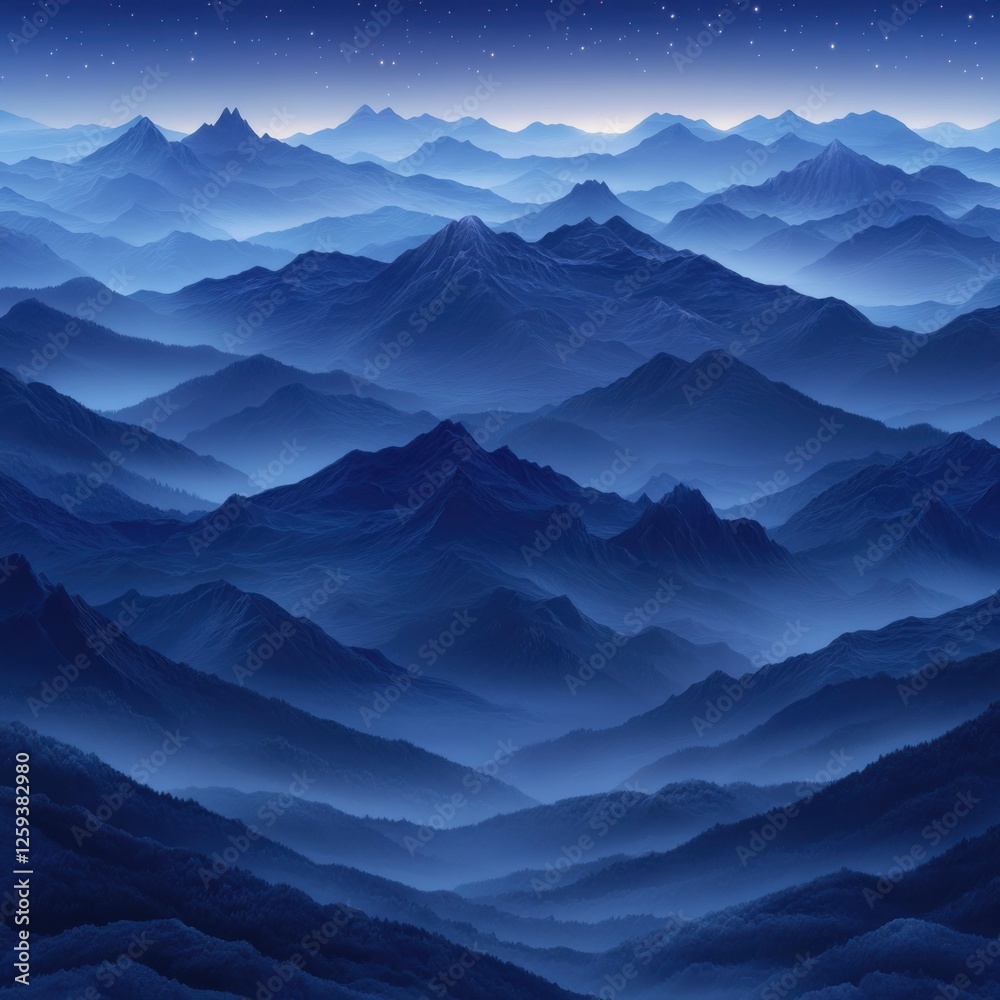 Obraz premium Serene Night Over Majestic Mountain Range Under Starry Sky