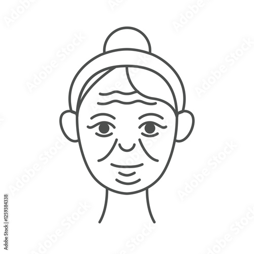 Minimalist face wrinkles icon in a modern, thin-line style with pink accents. Ideal for beauty, skincare branding, spa, wellness, product packaging, social media, and digital marketing.